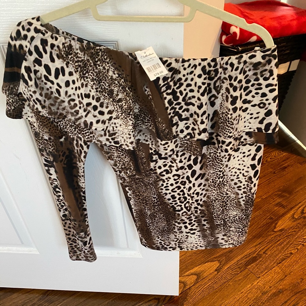 Veronica M off shoulder leopard top